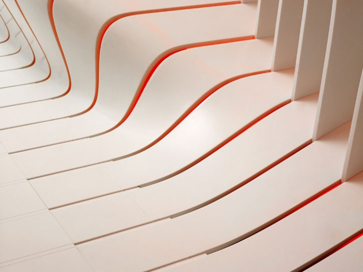 technical detail// distorted an twisted sheet of DuPont Corian  // photo © Leo Torri 