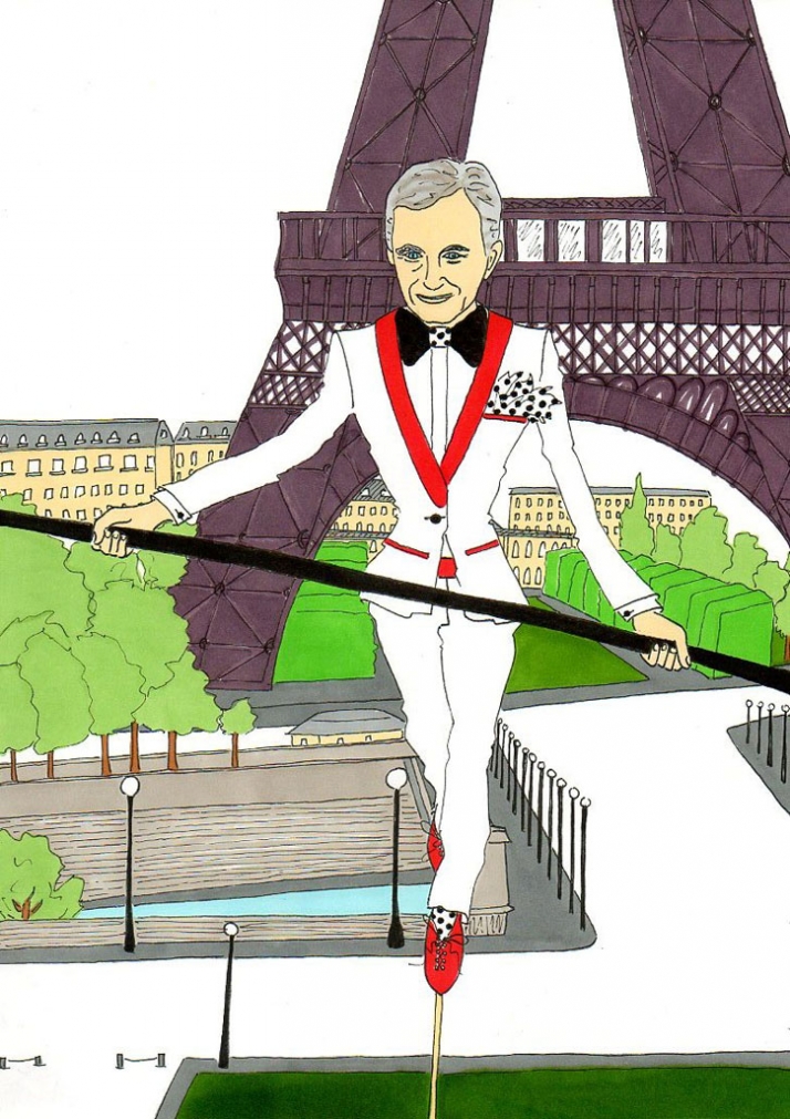 Bernard Arnault, the luxury tight-rope walker Illustration by aleXsandro Palombo