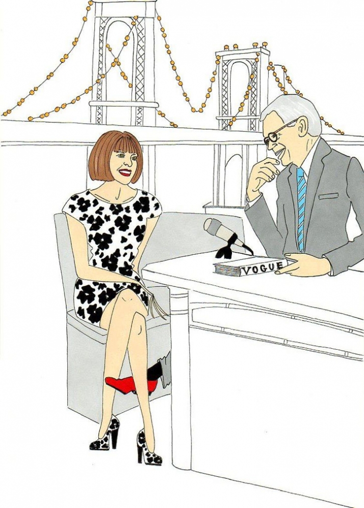 Anna Wintour on the David Letterman show Illustration by aleXsandro Palombo