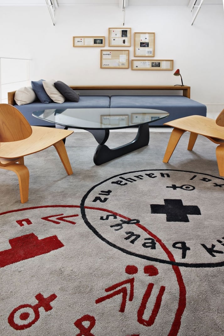 // artworks by David Delfin // Day Bed E15 // coffee table by Isamu Noguchi // chairs by Charles Eames // carpet by davidelfin Photo © Manolo Yllera 