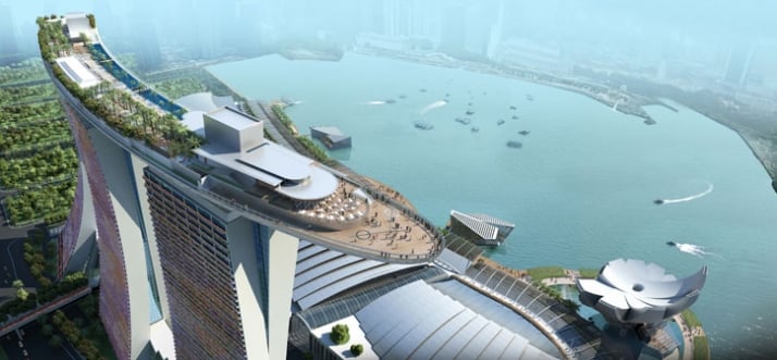 Render of Sands Skypark by Safdie Architects. Courtesy of Marina Bay Sands.