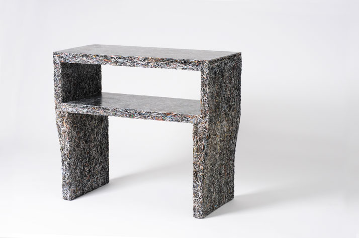 The Shredded Collection Sidetable (Details Edition) is made from 6 kg Details magazine leftovers and clear resin...Materials: Shredded Details magazin