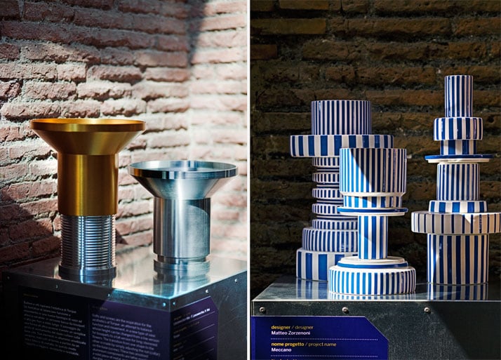 Left: &#039;&#039;Torque&#039;&#039; vases by Lanzavecchia + Wai, right: &#039;&#039;Meccano&#039;&#039; vases by Matteo Zorzenoni, for Mercedes-Benz Home Collection photo by Alessandro Rizz