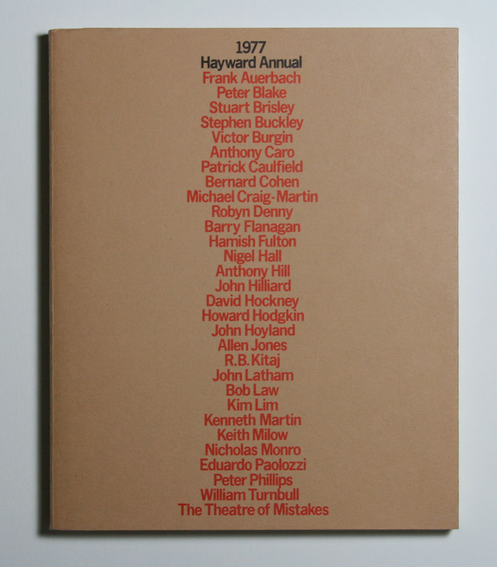 The  list of participating artists provides the image for the promotion of  an exhibition at London&#039;s Hayward Gallery. Arts Council, 1977.Image Courte