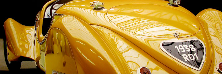 Yellow Delahaye, 2011, oil on aluminum panel, 16 x 48"   © Cheryl Kelley, Courtesy of Bernarducci Meisel Gallery  