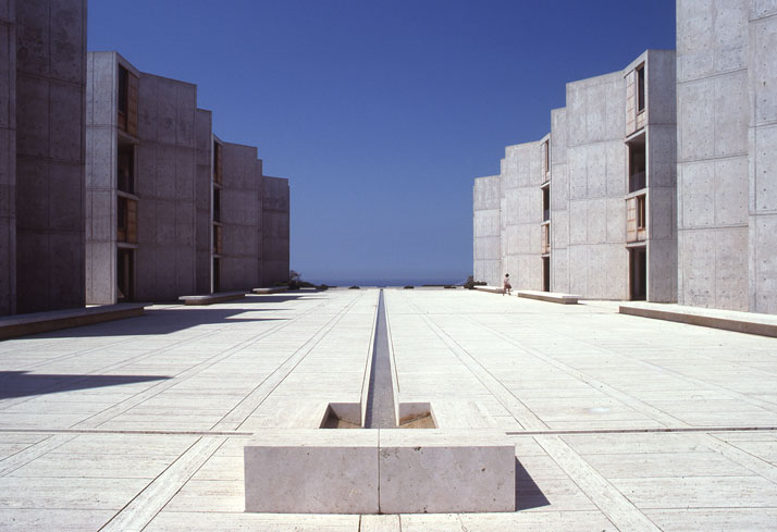Salk Institute in La Jolla, California, Louis Kahn, 1959–65.© The Architectural Archives, University of Pennsylvania, photo: John Nicolais.
