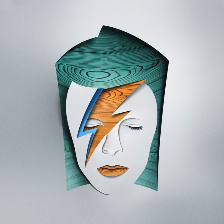 Remake of David Bowie – Aladdin Sane for exhibition “Re-Cover” at Paris.Courtesy of Eiko Ojala.