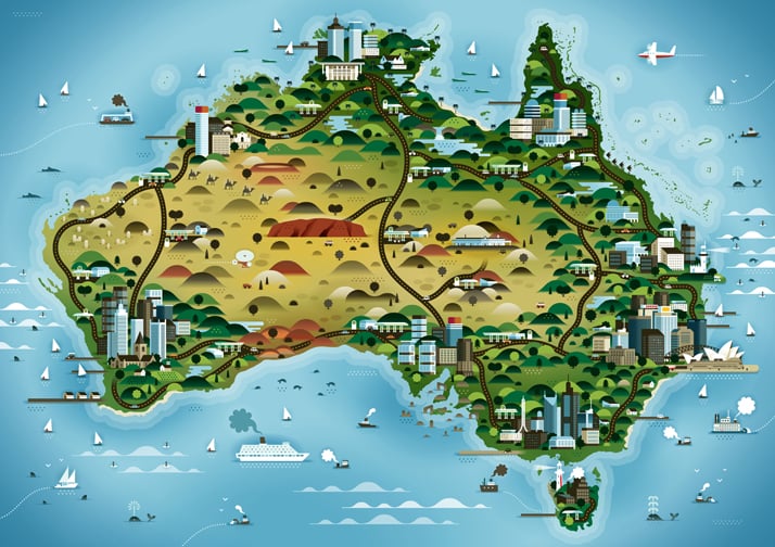 The map of Australia (for Weekend Knack Magazine), Courtesy of KHUAN+KTRON.