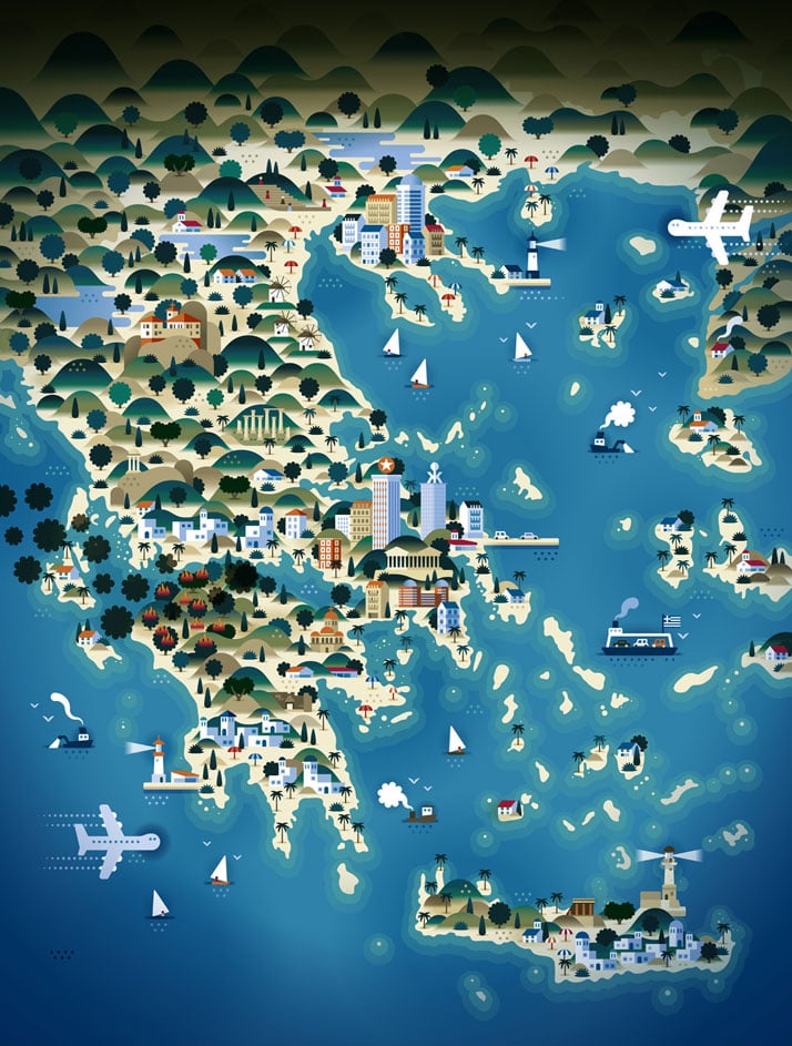 The map of GREECE (for Weekend Knack Magazine), Courtesy of KHUAN+KTRON.