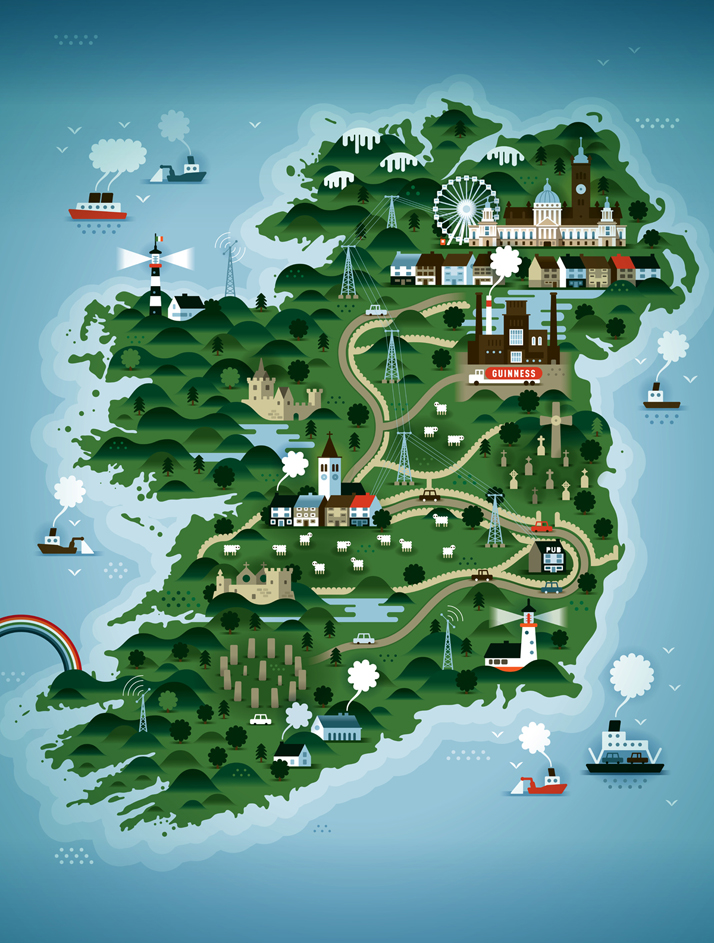 The map of Ireland (for Weekend Knack Magazine), Courtesy of KHUAN+KTRON.