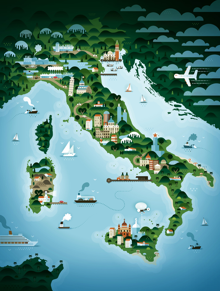 The map of Italy (for Weekend Knack Magazine), Courtesy of KHUAN+KTRON.