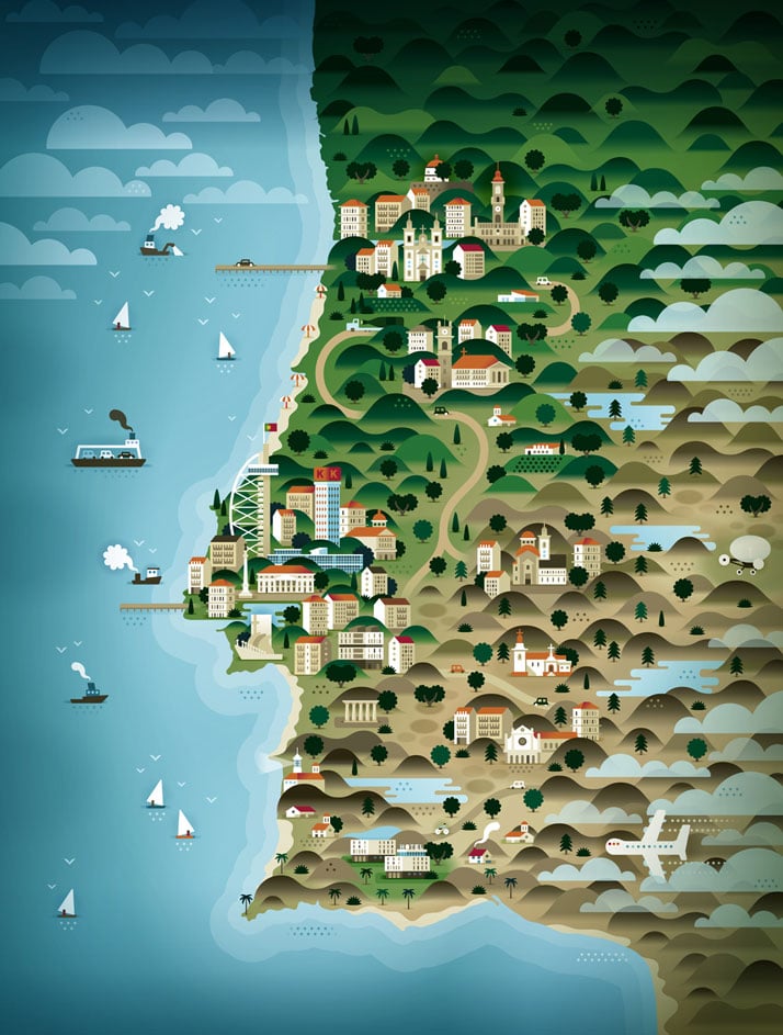 The map of Portugal (for Weekend Knack Magazine), Courtesy of KHUAN+KTRON.