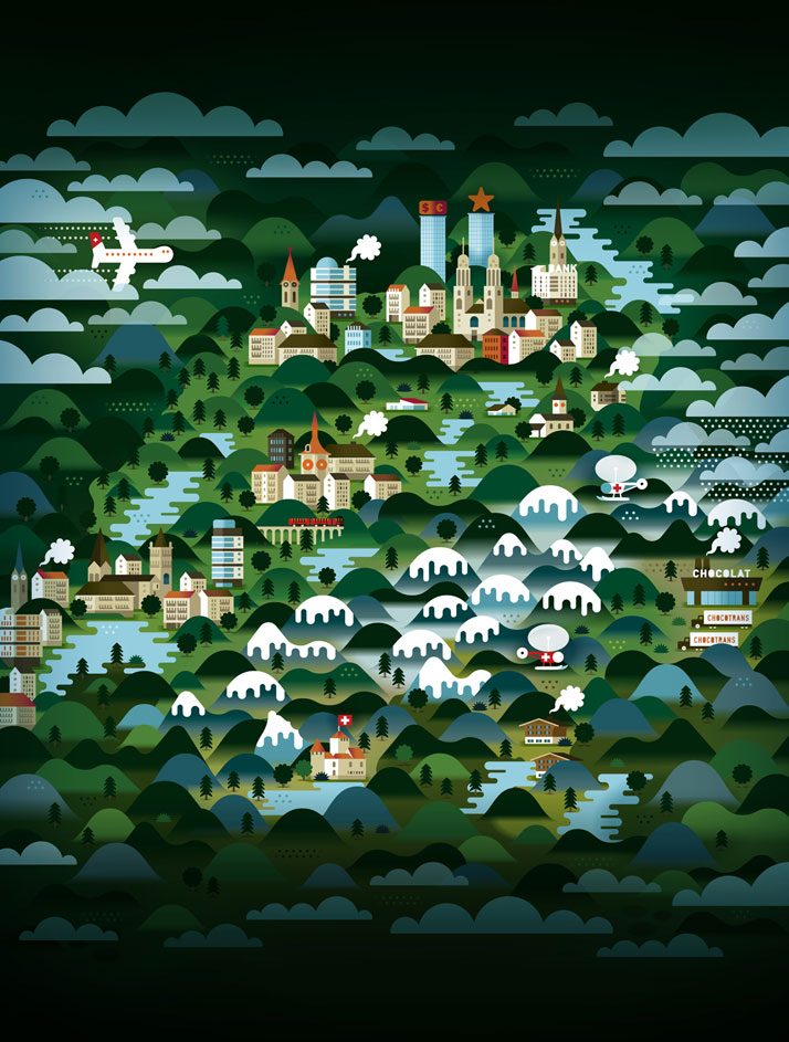 The map of Switzerland (for Weekend Knack Magazine), Courtesy of KHUAN+KTRON.