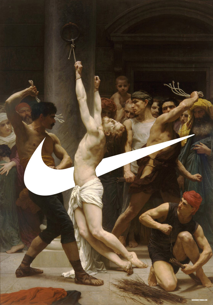 Swoosh on The Flagellation of Our Lord Jesus Christ (1880) by William-Adolphe Bouguereau (1825-1905).