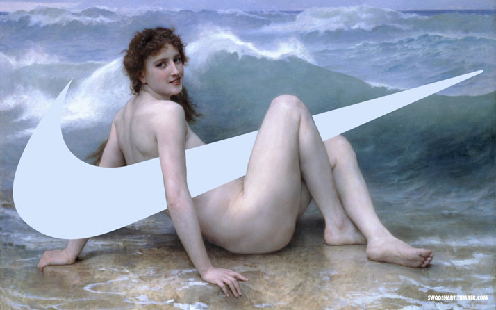 Swoosh on The Wave (1896) by William-Adolphe Bouguereau (1825-1905).