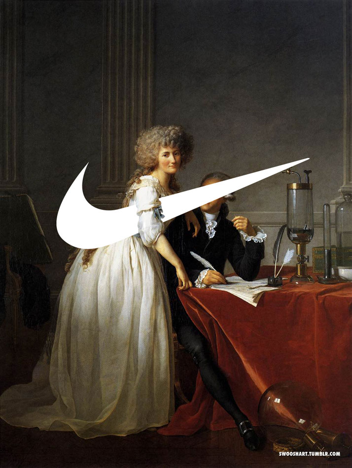 Swoosh on the Portrait of M. and Mme Lavoisier (1788) by Jacques-Louis David (1748-1825).