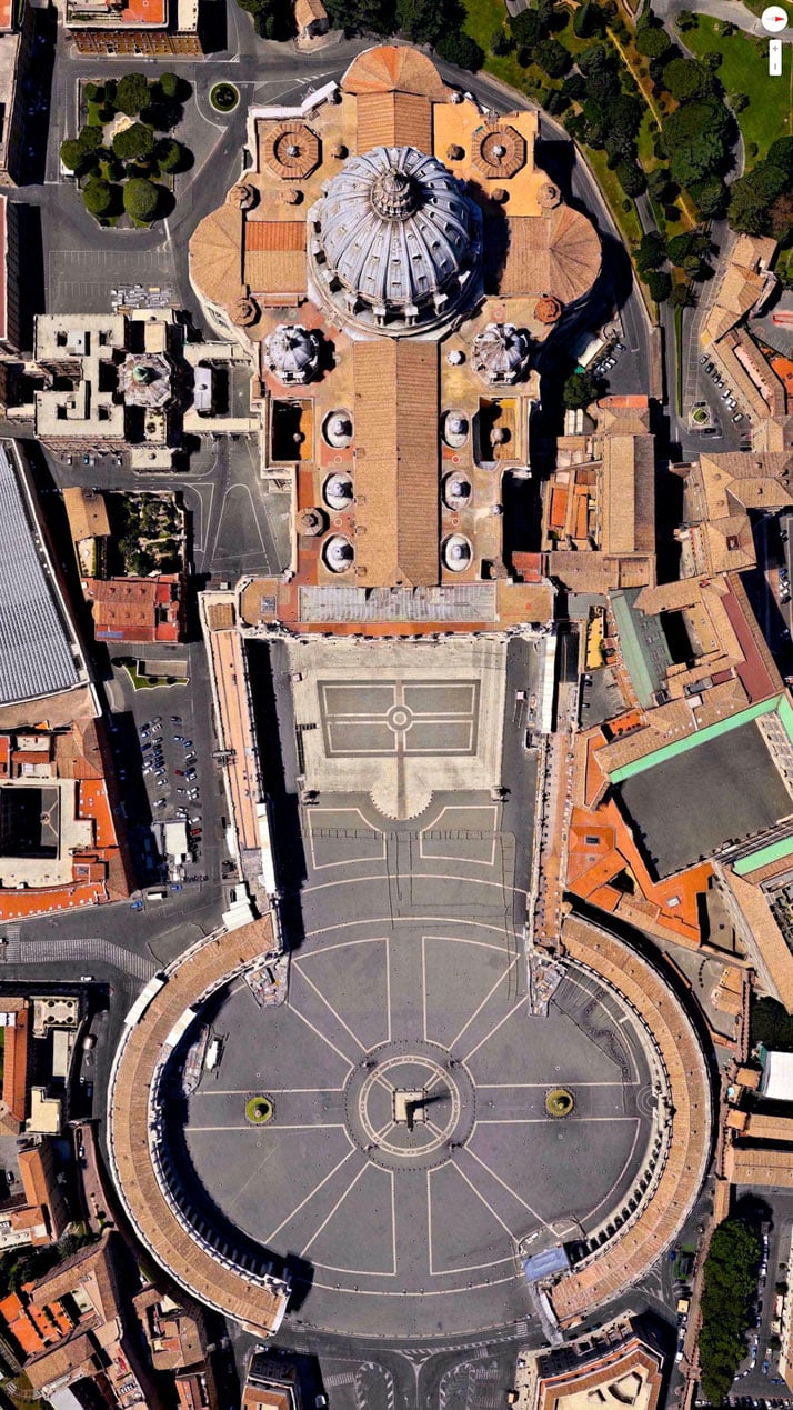 Easter Sunday, St. Peter's Basilica, Vatican City, Italy.Overview captured with Apple Maps. Satellite imagery from Digital Globe.Copyright 2014, Daily Overview.