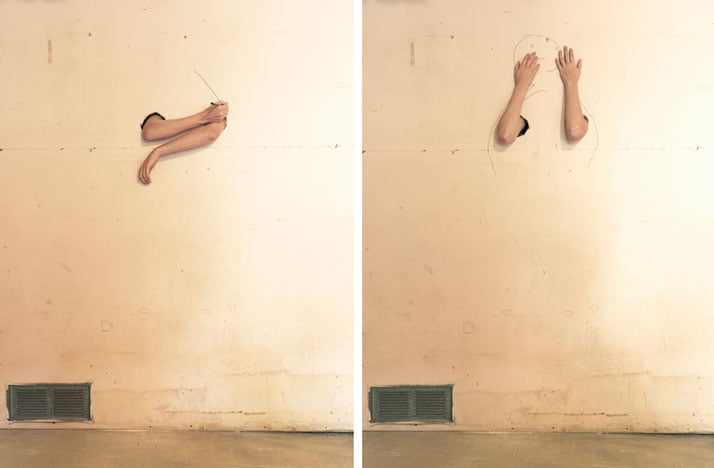 Myself, 2014; c-print, diptych 18'' x 25'' each. Courtesy of Lee Materazzi