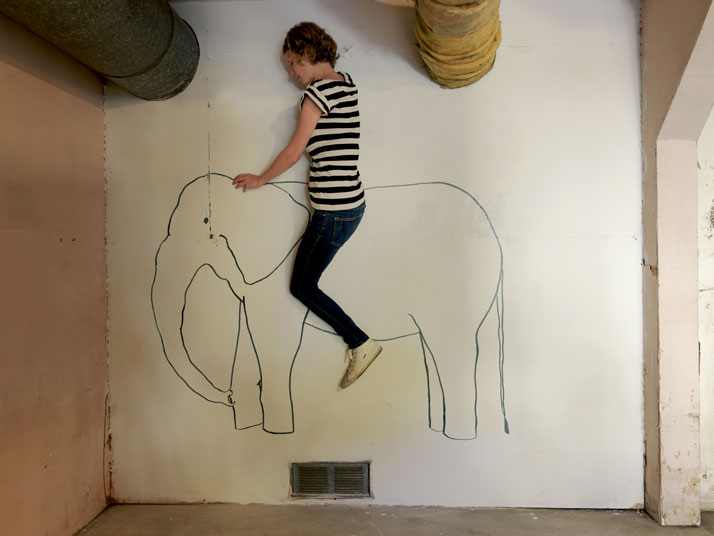 Elephant Ride, 2014; c-print, 25' x 34''. Courtesy of Lee Materazzi.