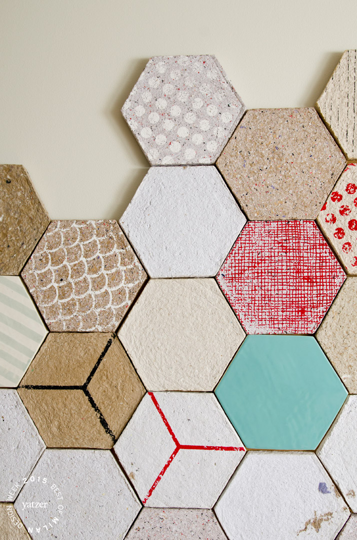 Wallpapering tiles made from recycled paper by Dear Human.