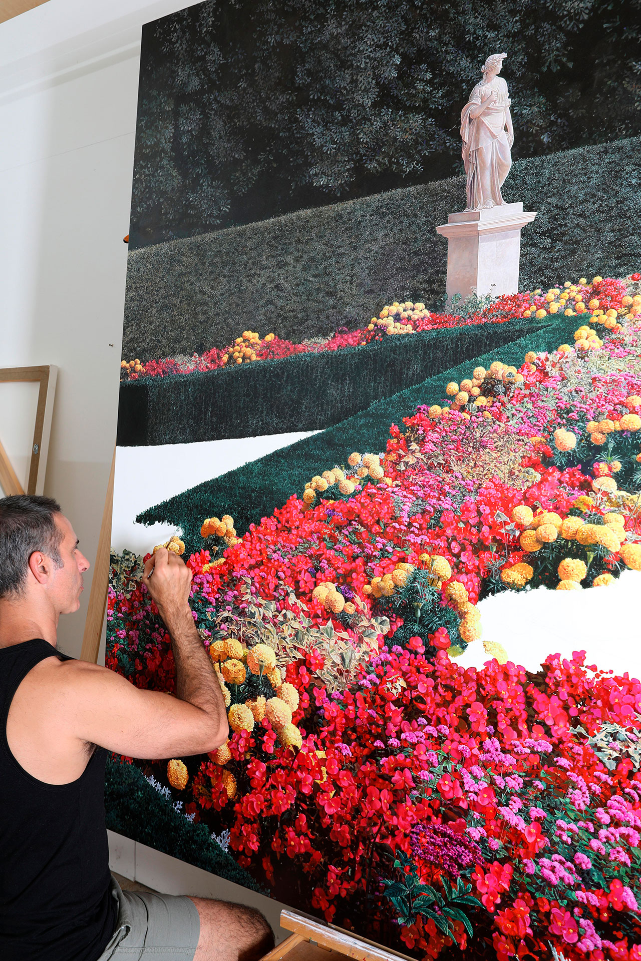Summer Garden with a Z (work in progress), 2021. Oil on canvas. 200 x 200cm. Balnaves Collection. Image courtesy of  Michael Zavros. © Michael Zavros 