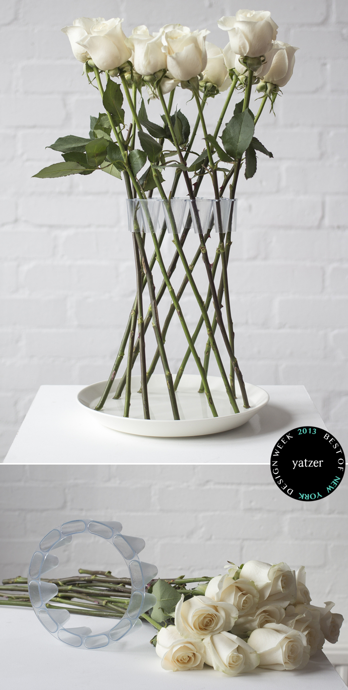 CROWN vase by Lambert Rainville arranges rigid stem flowers in a free-standing and decorative structure.