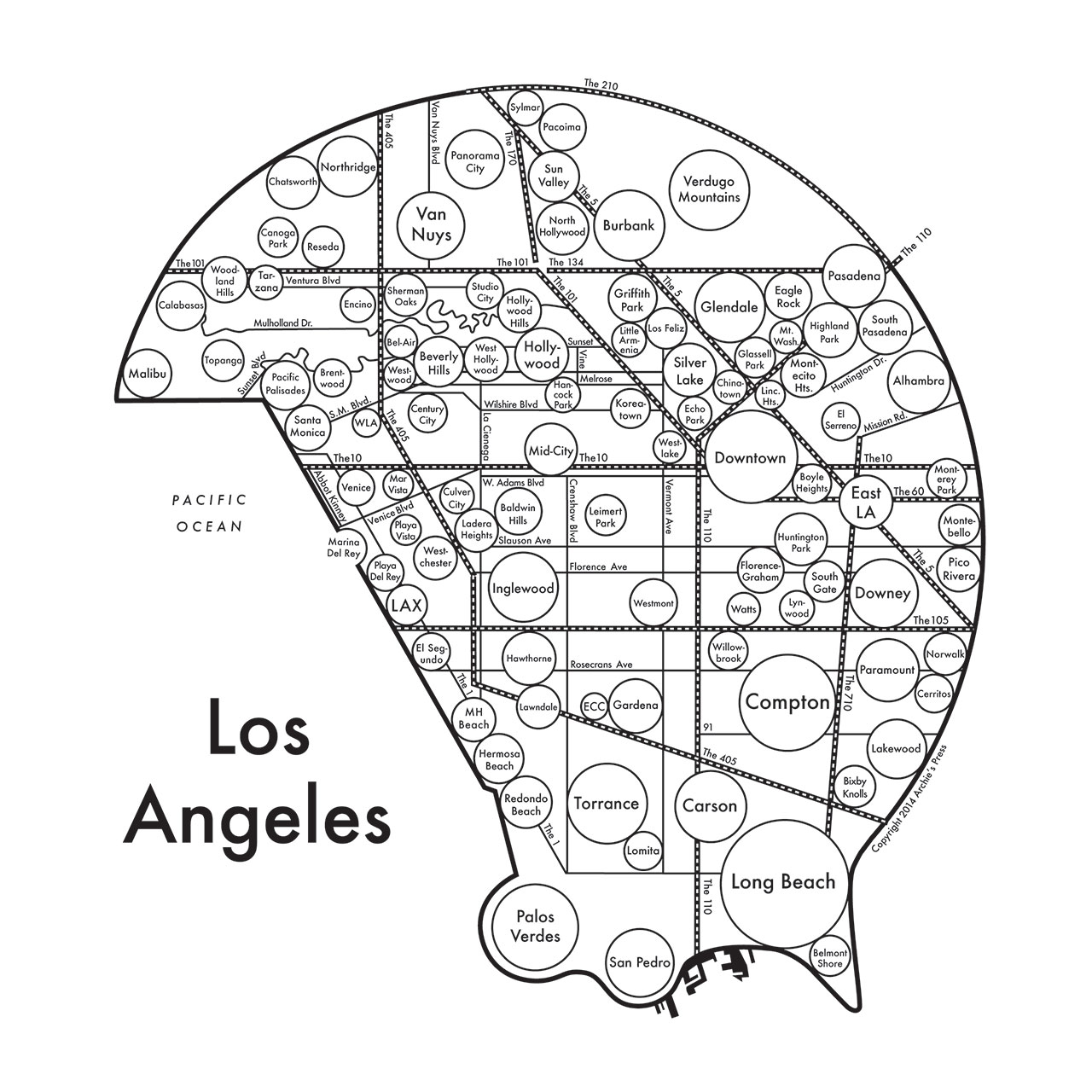 Archies Press - A Mental Map of… Los Angeles, 2013.
From 'Mind the Map', © Gestalten 2015.