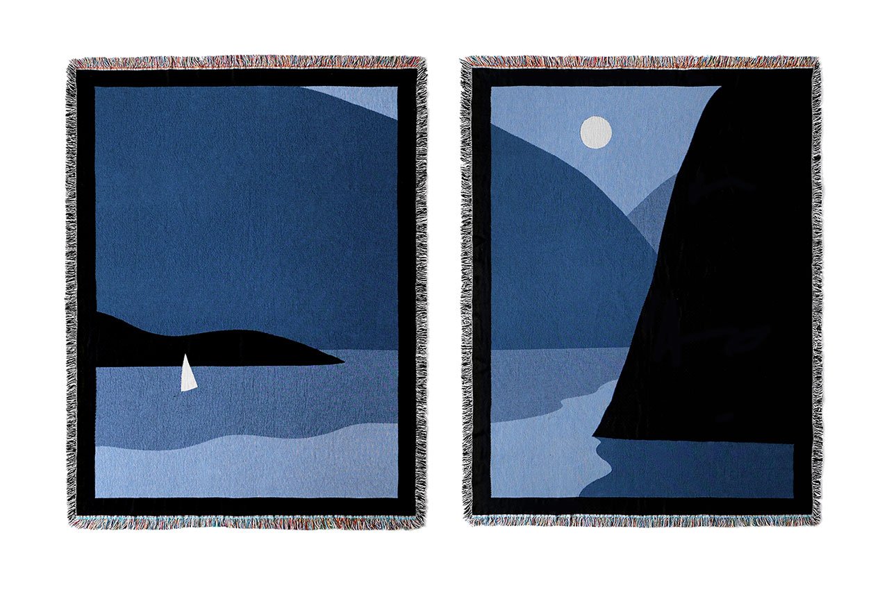 Thomas Danthony, Lake Blankets, Woven, 100% cotton. The two blankets each mesure 70 x 54 Inches (137 x 178 cm). © Thomas Danthony.