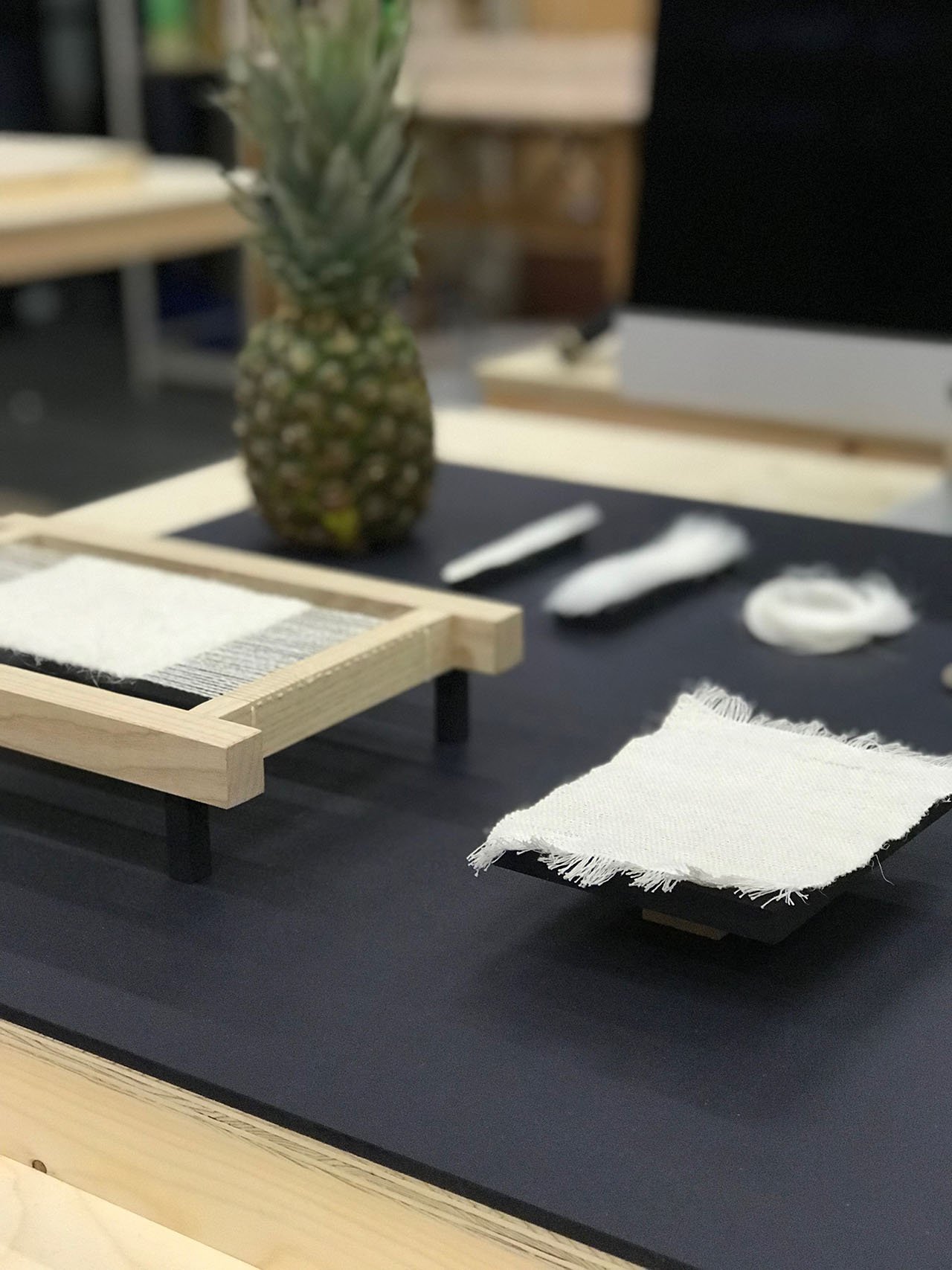 Pineapple Wool by Nathalie Spencer at  Material Futures exhibition (Based at Central Saint Martins, UAL, Material Futures is a two-year Masters course dedicated to exploring how we will live in the future through trans-disciplinary practice and collaboration).