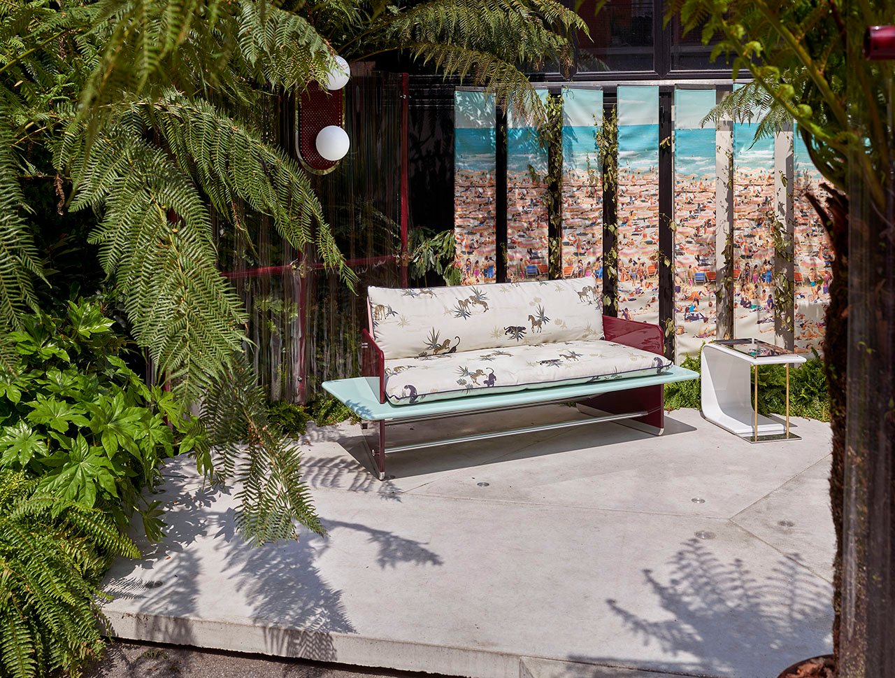 Supernova outdoor furniture series by Derek Castiglioni. Installation view at Nilufar Depot by Pim Top.
