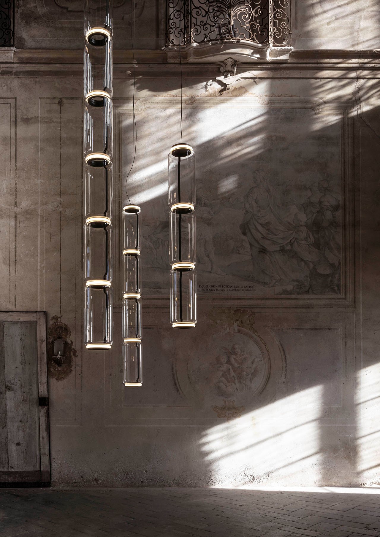 Noctambule collection of blown glass lamps by Konstantin Grcic for FLOS.photo by Santi Caleca.