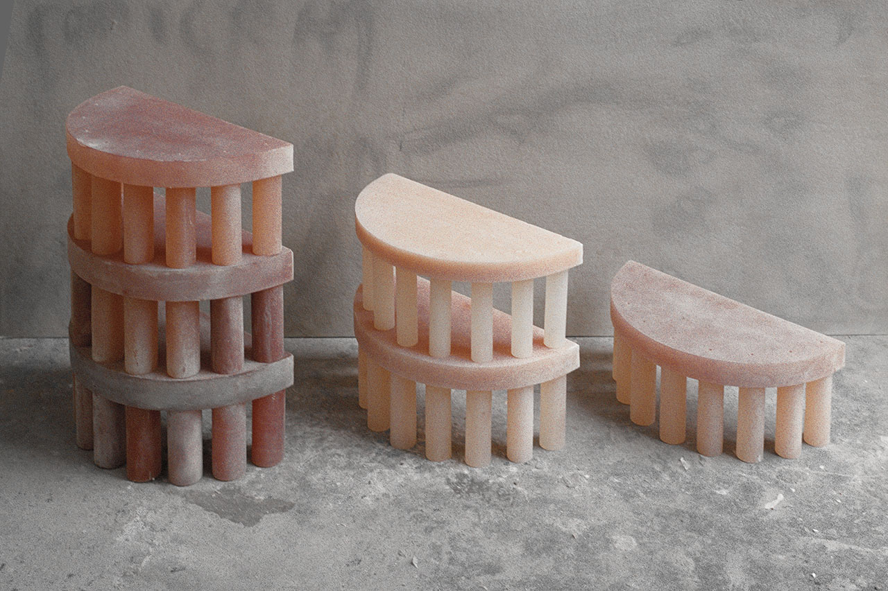 POMPEI series of side tables by OPERE VARIE Matteo &amp; Allina Cor, produced by Resin 3d line.