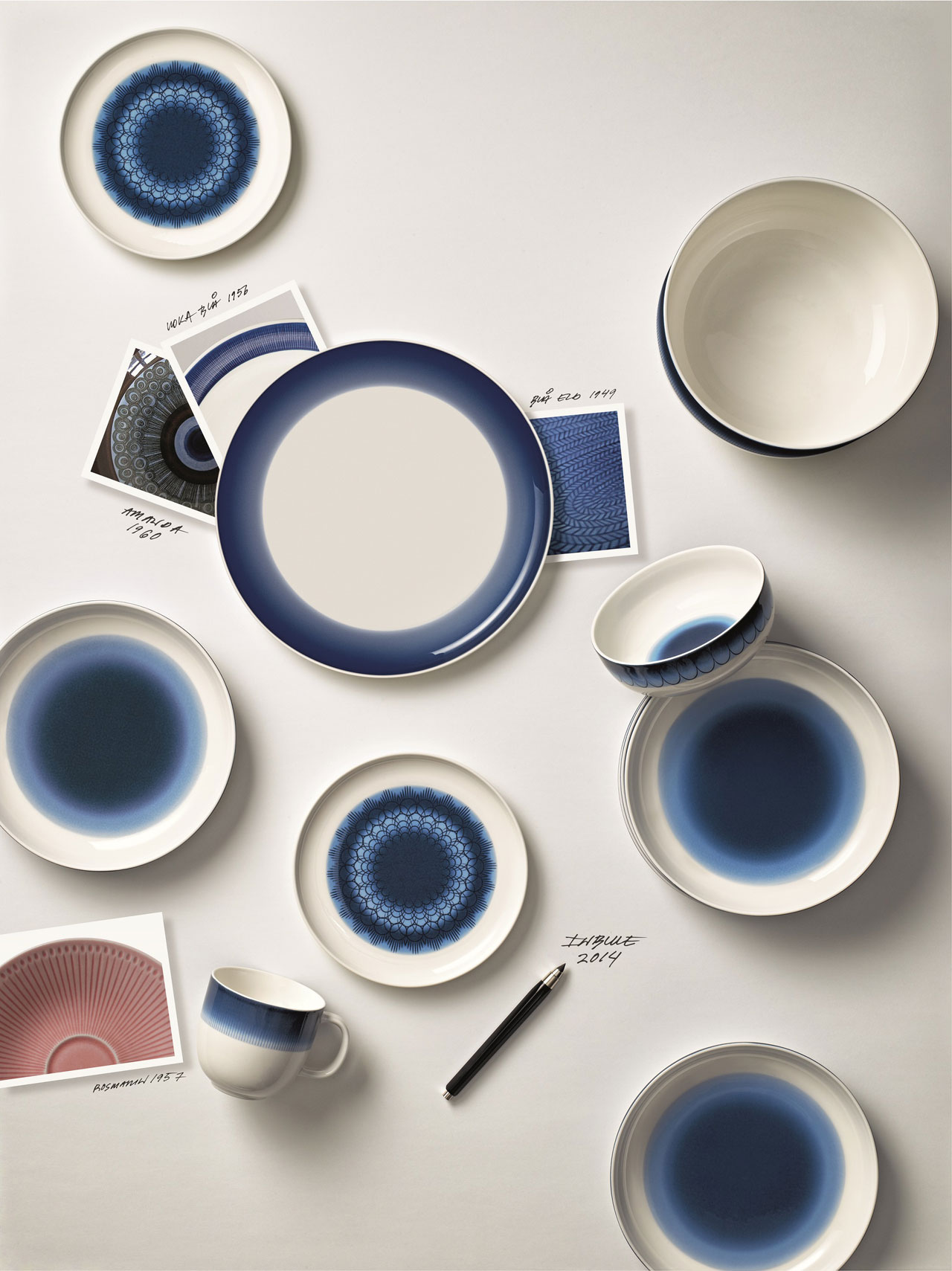 Inblue porcelain tableware by Monica Förster for Rörstrand.
