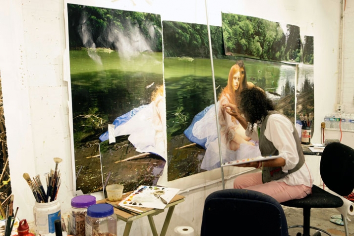 Yigal Ozeri in his studio in Queens, NY.