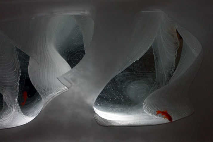 Ice Cube Aquarium designed by Maurane Jullien, Céline Bhend, Noémie Vauthey  (Interior Architecture / Space Design department) Plexiglas transparent e