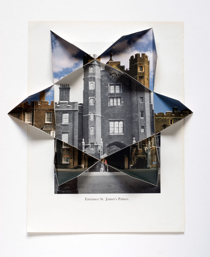 Abigail Reynolds, The Universal Now: St. James Gate 1935 / 19912010Cut and folded vintage bookplates 16.13 x 13.63 in (Framed)41 x 34.5 cm© AMBACH &amp;am