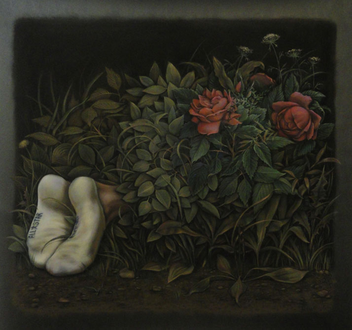 Midnight Garden (after Caravaggio), pastel on black paper, 44 x 44 inches, DISAPPEARANCES 2011.(DISAPPEARANCES is a series inspired by the Old Masters