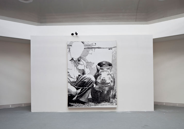Sigmar Polke, Polizeischwein, 1986.Acrylic mousseline (Nessel)300 × 225 cm. Installation view: 54th International Art Exhibition - la Biennale di Vene