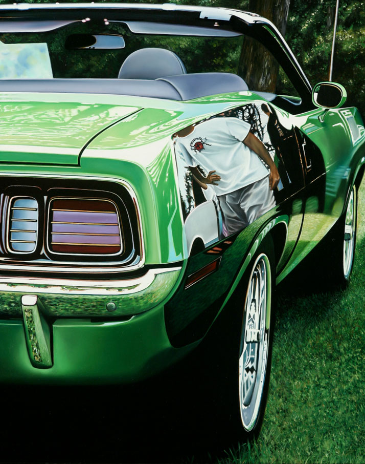 Green Hemi Cuda, 2012, oil on aluminum panel, 30 x 24"   © Cheryl Kelley, Courtesy of Bernarducci Meisel Gallery  