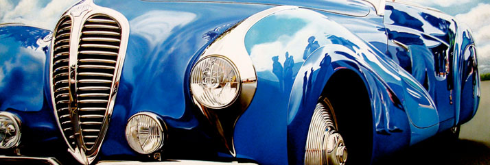 Blue Delahaye, 2011, oil on aluminum panel, 16 x 48" © Cheryl Kelley, Courtesy of Bernarducci Meisel Gallery