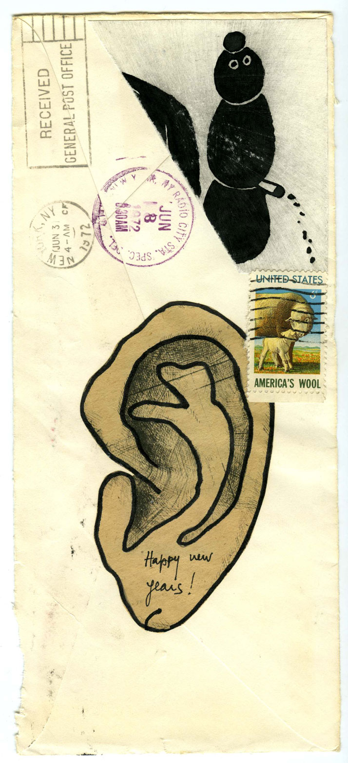 RAY JOHNSONSans titre / Untitled, 1972 Enveloppe / Envelope 10,8 x 24,1 cm Courtesy Richard L. Feigen &amp; Co. © Ray Johnson Estate