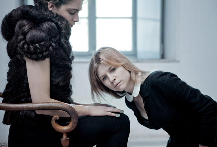 Appearing here (from left): Ariane Labed and CleÌmence PoeÌsy.Fashion items: hair coat by Sandra Backlund /  black "Greek Dress" by Athina Rachel Tsangari &amp; Vassilia Rozana.Photo © Despina Spyrou.