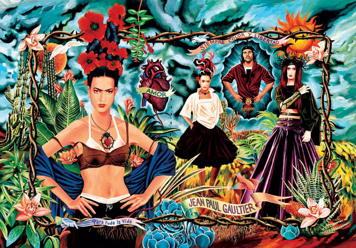 Ad  campaign for the Tribute to Frida Kahlo collection, Women’s  prêt-à-porter spring/summer 1998, Art direction and photography: Jean  Paul Gaultier. photo © Jean Paul Gaultier.