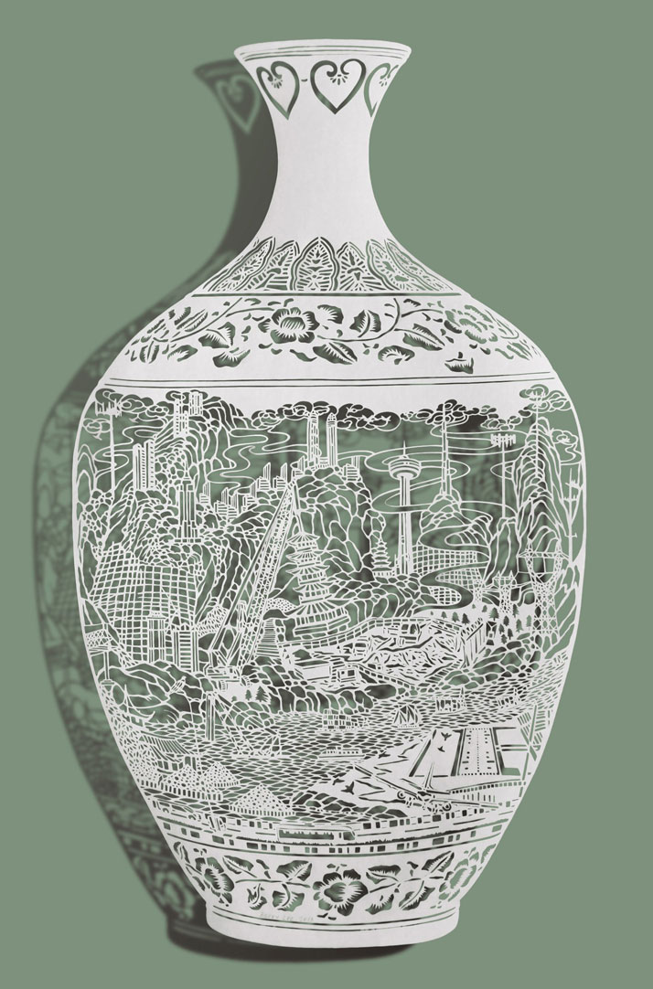 6.3" x 6.3" x 16.9" Silver Large Vase Ceramic 