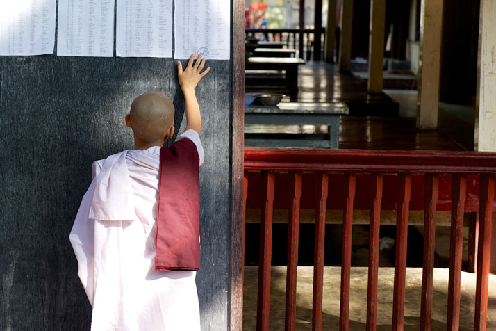 Monk at Mahagandhayon Kyaung in Mandalay, Myanmar, January 2012.photo © James Duncan Davidson.