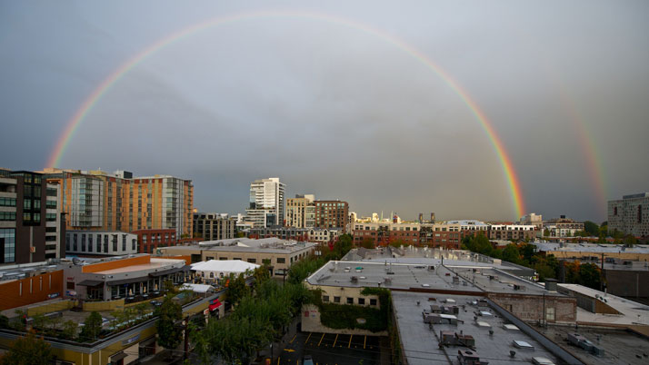 Double rainbow over the Pearl District in Portland, Oregon, October 2012.photo © James Duncan Davidson.