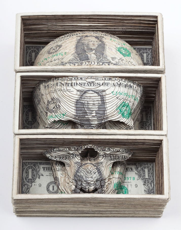 Scott Campbell’s Skulls made of US Currency.