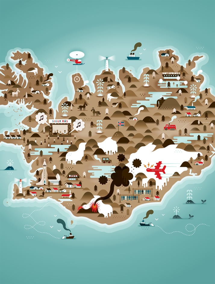 The map of Iceland (for Weekend Knack Magazine), Courtesy of KHUAN+KTRON.