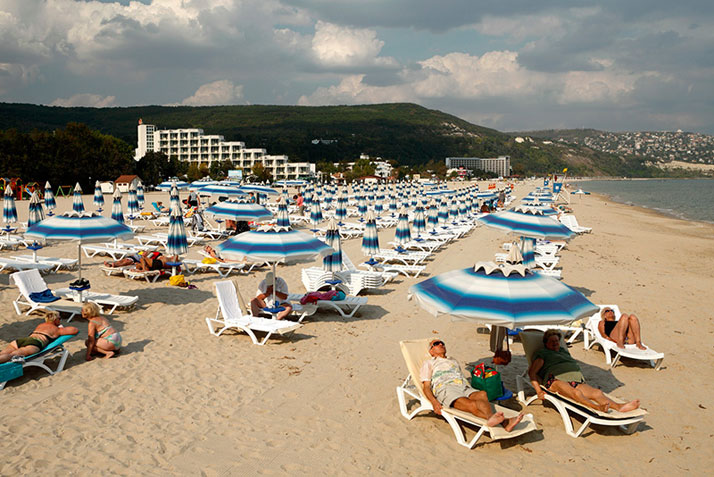Central beach, Albena, Bulgaria. The Black Sea coast resorts at the close of the season in 2012, photo by Nikola Mihov. Photo © CCN Images, Zagreb.