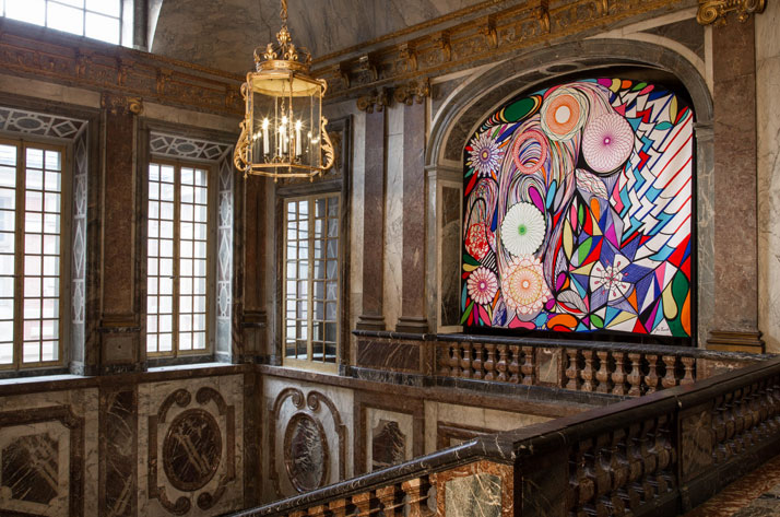 Joana Vasconcelos,Vitrail [Stained Glass Window], 2012.Wool, cotton.346 x 367 cmCourtesy Haunch of Venison/Christie's, London.Work produced in collaboration with Manufactura de Tapeçarias de Portalegre.